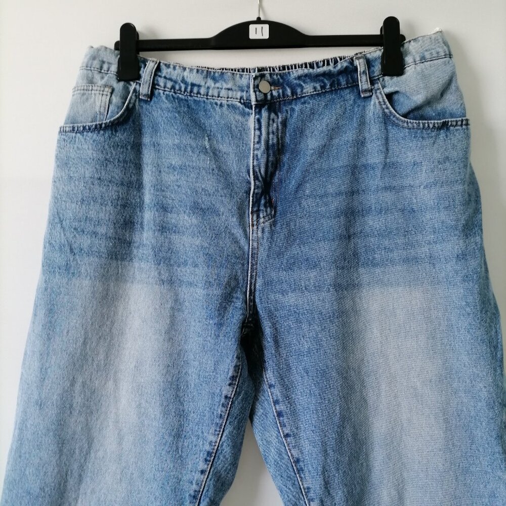 NWT Shein Curve Womens Light Blue High Rise Cropped Denim Baggy Jeans Size 4XL - Picture 2 of 7